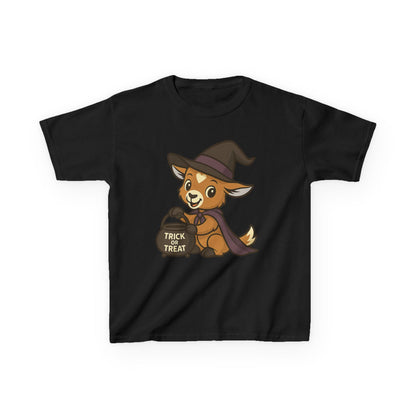 Youth Halloween 1 - Witchy Trick or Treat Kid T-Shirt | Exclusive HorsePlay Gifts Art | Cute Witchy Kid | Halloween Kids Tee
