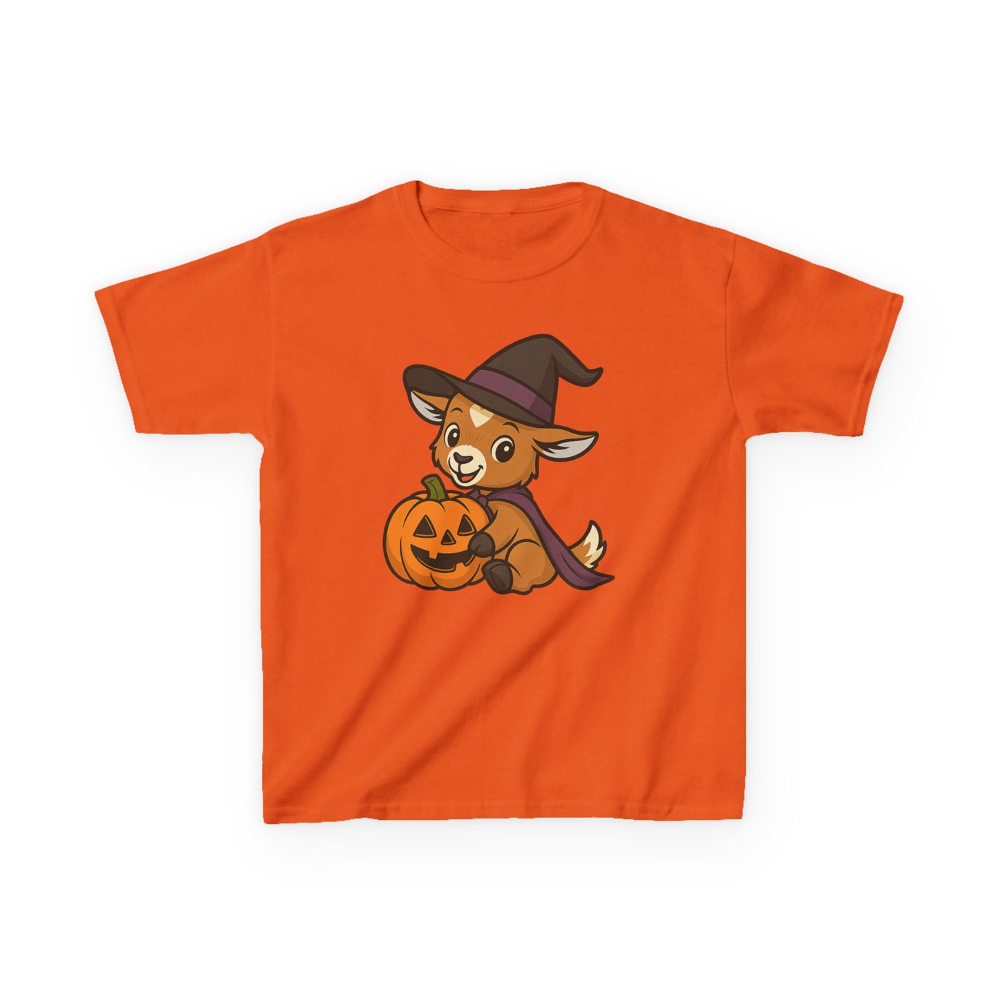 Youth Halloween 5 - Witchy Kid with Pumpkin T-Shirt | Cute Kid Pumpkin Tee | Kids Witch Hat T-Shirt | School Halloween Party Outfit