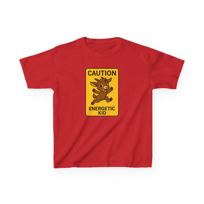 Youth Energetic Kid T-Shirt | Caution T-shirt for Playful Children | Fun Gift for Kids | Adventure Wear | Unique Birthday Present