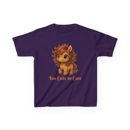 Youth Too Cute To Care – Whimsical Pony T-Shirt | Playful Horse Graphic Tee for Horse Lovers | Cute Kids Shirt | Gift for Pony Loving Kids