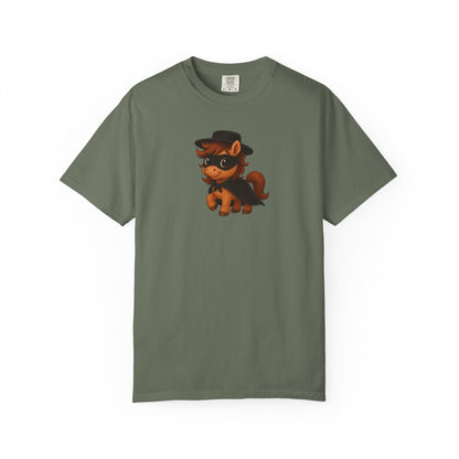 Zorro Pony T-Shirt | Unisex Garment-Dyed T-Shirt for Adults | Whimsical Pony Gift | Animal Lover Apparel Fun Fashion