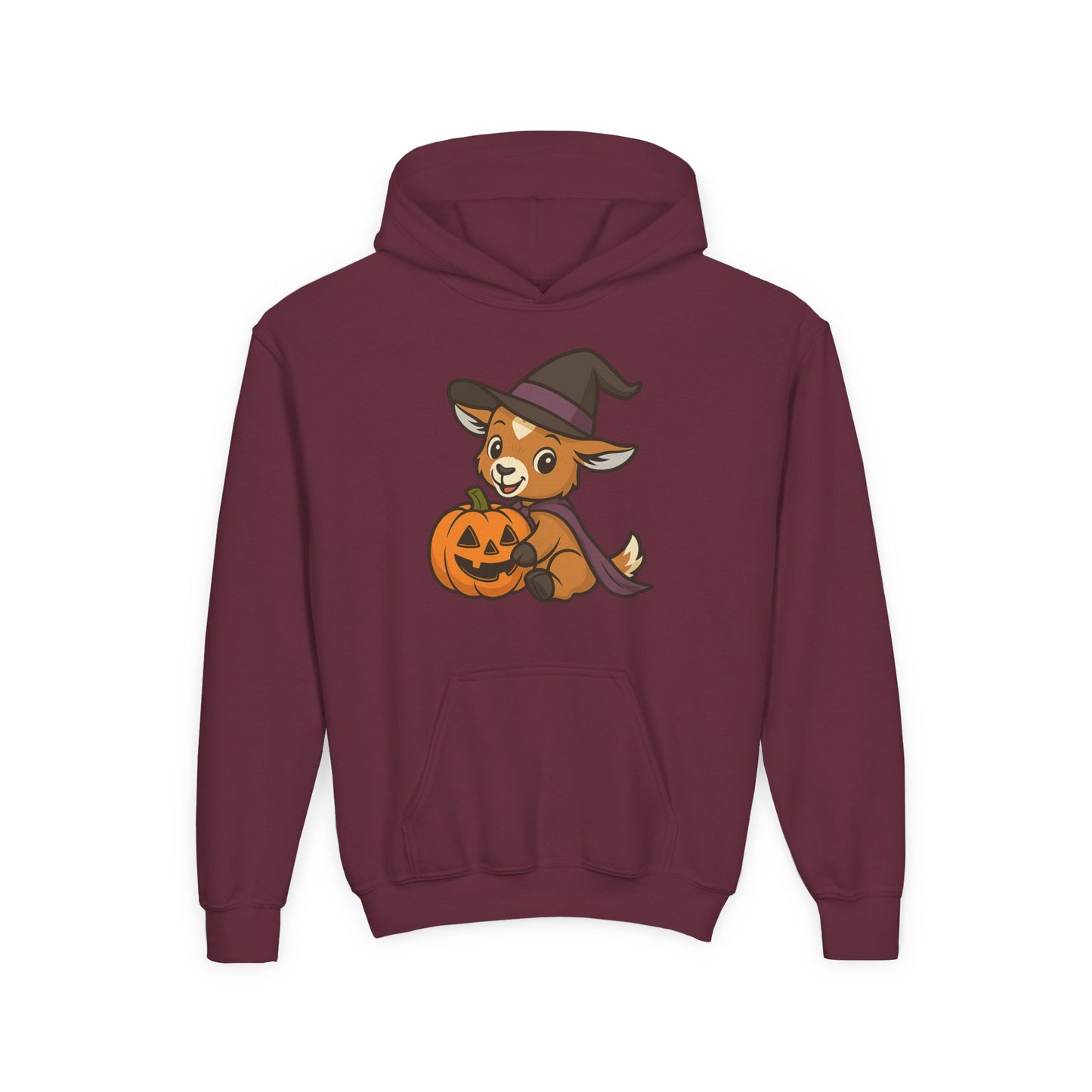 Youth Halloween 5 - Witchy Kid with Pumpkin Hoodie | Kids Witch Pullover | Cozy Pumpkin Patch Outfit for Boys & Girls