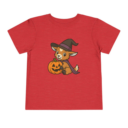 Toddler Halloween 5 - Witchy Kid with Pumpkin Shirt | Cute Kid with Pumpkin Tee | Toddler Witch Hat T-Shirt | Prancer Pumpkin Patch Shirt