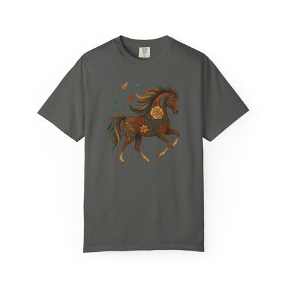 Southwest Flower Pony T-Shirt | Horse Illustration T-Shirt | Floral Trotting Stallion Tee