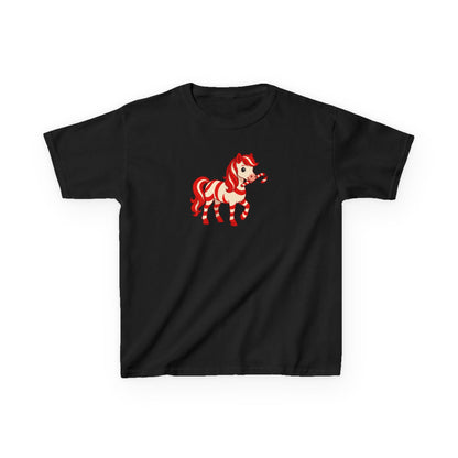 Youth Peppermint Pony T-Shirt | Whimsical Holiday Kids Tee | Festive Children's Apparel