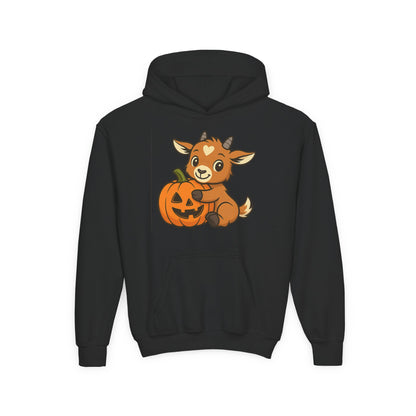 Youth Halloween 4 - Pumpkin Hug Kid Hoodie | Cute Kid Pumpkin Hooded Sweatshirt | Kids Farm Animal Pullover | Cozy Pumpkin Patch Outfit for Boys & Girls