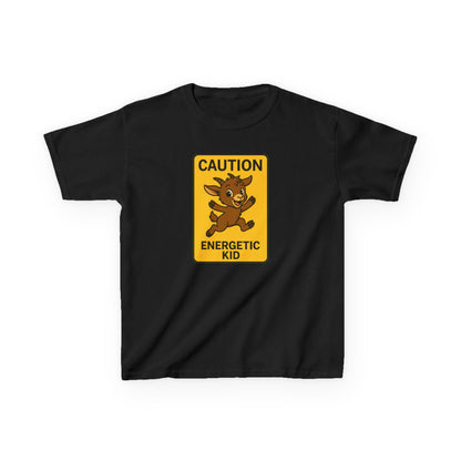 Youth Energetic Kid T-Shirt | Caution T-shirt for Playful Children | Fun Gift for Kids | Adventure Wear | Unique Birthday Present