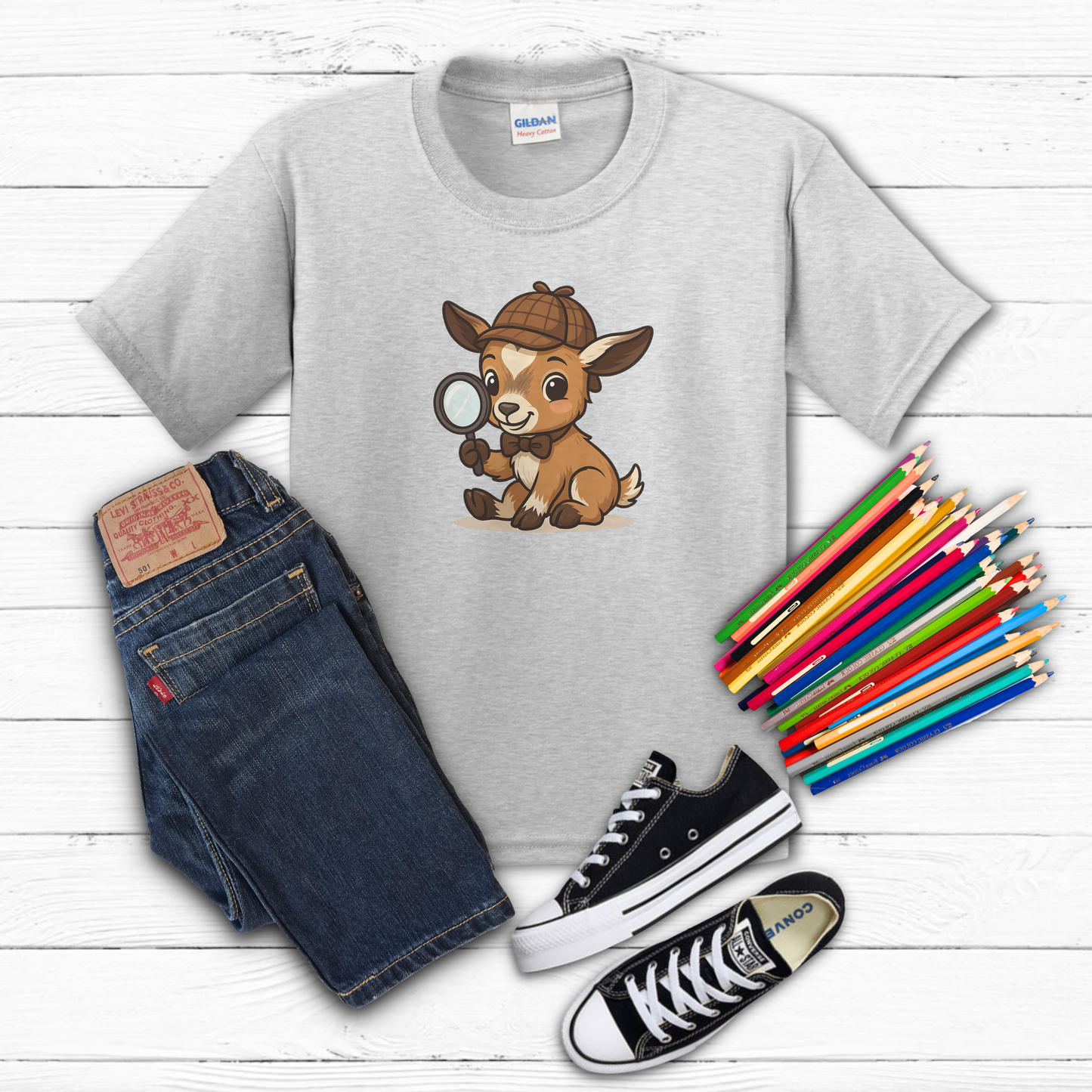 Smart Kid Youth T-Shirt – Detective Adventure Graphic Tee | Cute Unisex Animal Character Shirt | Fun Gift for Curious Minds | Back to School Outfi