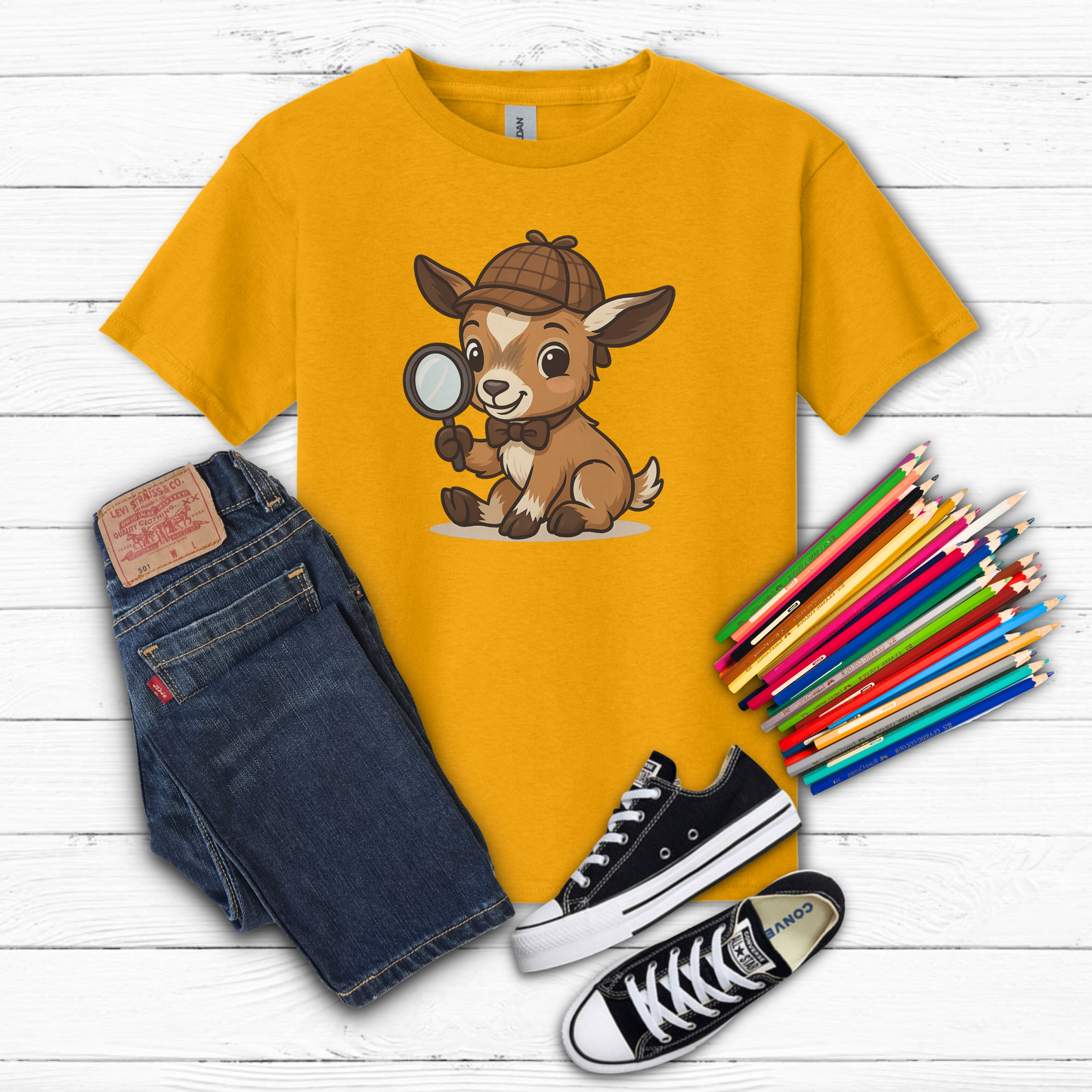 Smart Kid Youth T-Shirt – Detective Adventure Graphic Tee | Cute Unisex Animal Character Shirt | Fun Gift for Curious Minds | Back to School Outfi