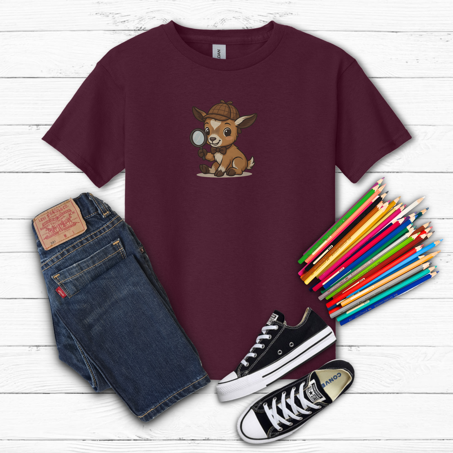 Smart Kid Youth T-Shirt – Detective Adventure Graphic Tee | Cute Unisex Animal Character Shirt | Fun Gift for Curious Minds | Back to School Outfi
