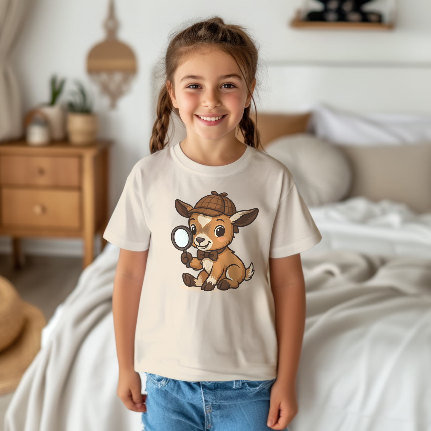 Smart Kid Youth T-Shirt – Detective Adventure Graphic Tee | Cute Unisex Animal Character Shirt | Fun Gift for Curious Minds | Back to School Outfi